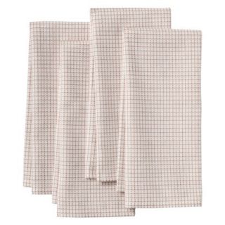 Threshold Mini Check Kitchen Towel Set of 4   White/Coral