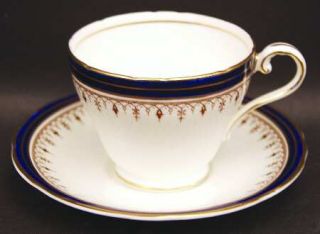 John Aynsley Leighton Cobalt (Scalloped) Footed Cup & Saucer Set, Fine China Din