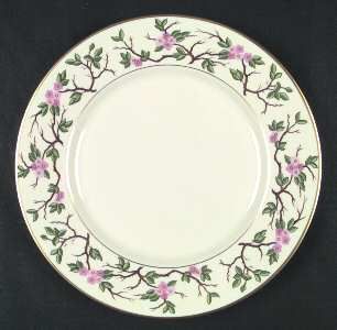 Franciscan Woodside Dinner Plate, Fine China Dinnerware   Pink Flowers,Green Lea