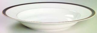 Mikasa Black Tie Large Rim Soup Bowl, Fine China Dinnerware   Black Band,Gold Tr