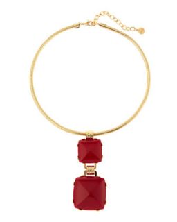 2 Drop Round Chain Necklace, Crimson