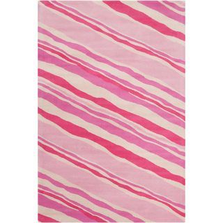 Filament Pink Abstract Wool Rug (5 X 76)