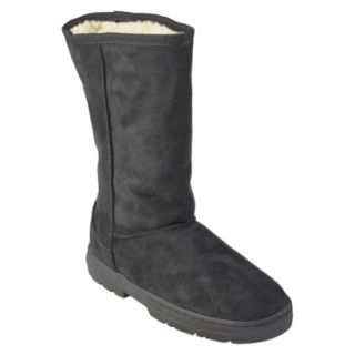 Womens Journee Collection Faux Suede Lug Sole Boot   Black (6)