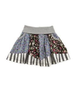 Floral & Striped Jersey Skirt, 2T 4T