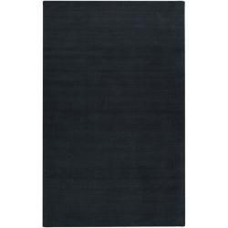 Hand crafted Navy Blue Solid Causal Ridges Wool Rug (8 X 11)