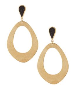 Black Druzy & Open Oval Drop Earrings