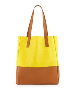 Two Tone Logo Quilted Tote Bag, Citrus