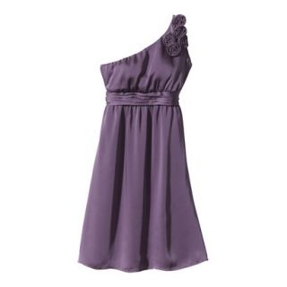 TEVOLIO Womens Satin One Shoulder Rosette Dress   Plum Spice   8
