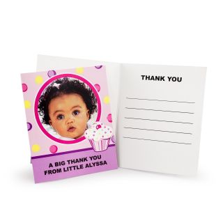 Girls Lil Cupcake 1st Birthday Personalized Thank You Notes
