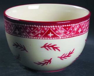 Dansk Nordic Knits Red 7 Round Vegetable Bowl, Fine China Dinnerware   Off Whit