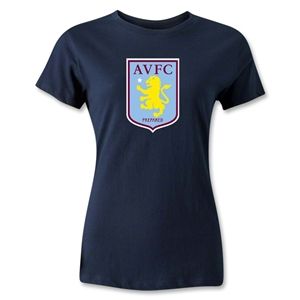 hidden Aston Villa Womens T Shirt (Navy)