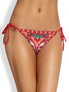 Cecilia Prado Patterned Side Tie Bikini Bottom   Red