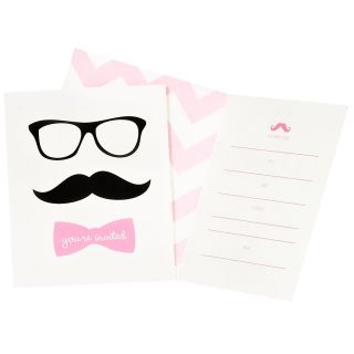Pink Mustache Invitations (8)