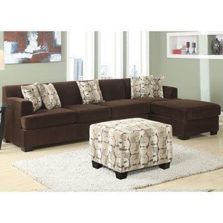 Chocolate Velvet Sectional Sofa And 5 piece Pillows Set