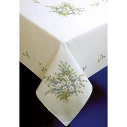 Forget Me Not Stamped Oblong Tablecloth For Embroidery 58x90