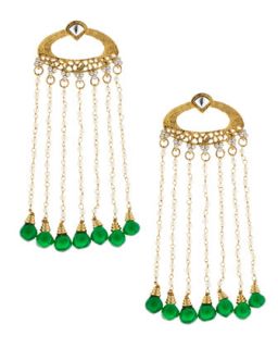 Pearly Dangle Earrings, Green