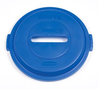 Rubbermaid Paper Lid   32 gal BRUTE Recycling Container, Blue