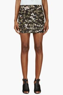 Roseanna Black Floral Print Neoprene Mini Skirt