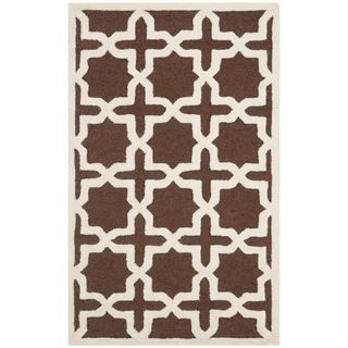 Safavieh Handmade Cambridge Moroccan Dark Brown Cotton canvas Wool Rug (26 X 4)