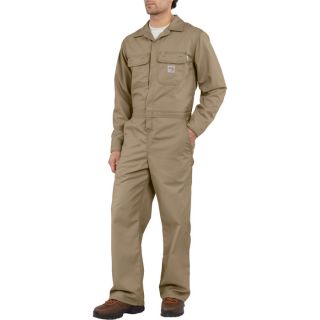 Carhartt Flame Resistant Twill Unlined Coverall   Khaki, 44 Inch Waist, Tall