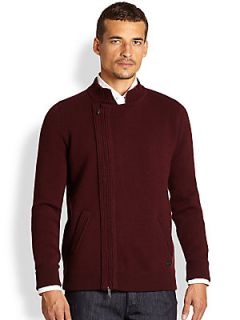 Armani Collezioni Wool Sweater Jacket   Burgundy