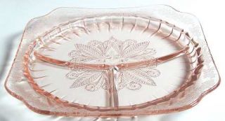 Jeannette Adam Pink Grill Plate   Pink, Square, Depression Glass