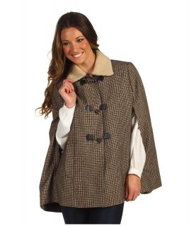 Cole Haan Shearling Collar Wool Capelet Womens Coat (Multi)