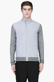 Public School Grey Knit_paneled Button Down Shirt