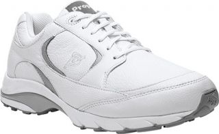 Mens Propet Journey Leather   White/Grey Lace Up Shoes