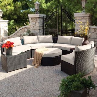 Meridian All Weather Wicker Sectional with Sunbrella Cushions   Seats 8