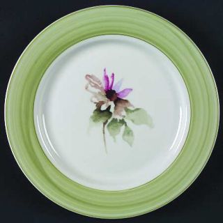 Thomson Seasons Dinner Plate, Fine China Dinnerware   Green Rim,Floral Motif,Gre