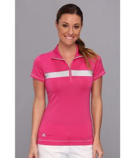 adidas Golf Puremotion Textured Print Zip Polo 14 Womens T Shirt (Pink)