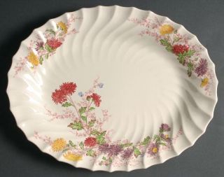 Spode Fairy Dell (Swirled) 14 Oval Serving Platter, Fine China Dinnerware   Mul
