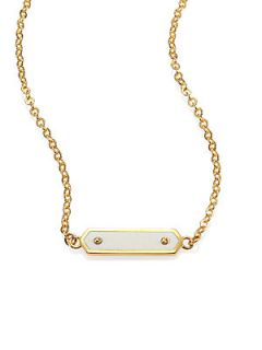 Marc by Marc Jacobs Tiny Plaque Necklace   Gold Cream