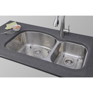 Wells Sinkware 17 Gauge Deck/ 18 Gauge Double Bowl Undermount Stainless Steel Kitchen Sink