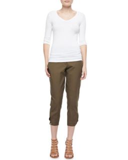 Lightweight Cotton Twill Cropped Pants
