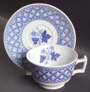 Spode Blue Geranium Footed Cup & Saucer Set, Fine China Dinnerware   Blue Room C
