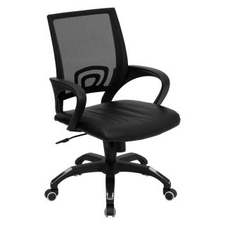 Flash Furniture Mid Back Computer Chair with Black Leather Seat Black Mesh   CP 