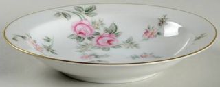 Albion Japan Wild Rose Rim Soup Bowl, Fine China Dinnerware   Pink & White/Gray