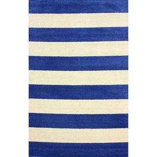 Nuloom Hand tufted Contemporary Wide stripes Blue New Zealand Wool Rug (76 X 96)