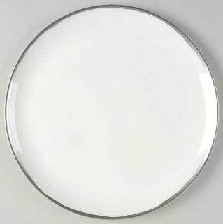 Calvin Klein Basso Platinum Trim Dinner Plate, Fine China Dinnerware   White, Co