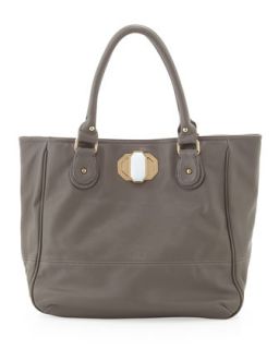 Rumi Faux Leather Tote, Gray