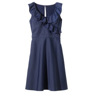 TEVOLIO Womens Plus Size Taffeta V Neck Ruffle Dress   Academy Blue   16W