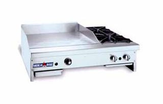 American Range 36 in Counter Griddle Hotplate w/ 2 Burners, Thermostatic, 124000 BTU, NG