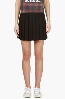 Filles A Papa Black Pleated Crepe Skirt