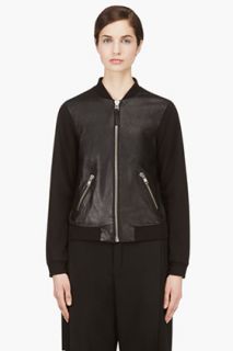 Mackage Black Lambskin Jennifer Bomber Jacket