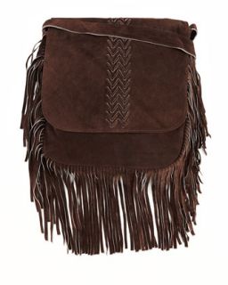 Jessica Suede Fringed Crossbody Bag, Brown
