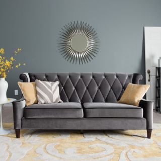Armen Living Barrister Gray Velvet Sofa Multicolor   LC8443GRAY