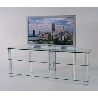 RTA Home and Office TVM 060 Tempered Glass and Aluminum TV Stand with Wire
