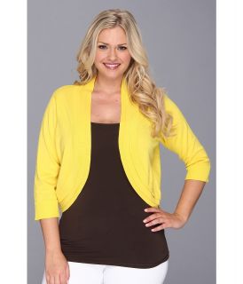 Christin Michaels Plus Size Carla Shrug Womens Dress (Yellow)